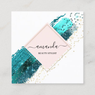 Professional Rose Frame Gold Beauty Logo White Square Business Card