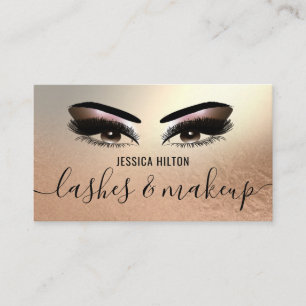 Professional rose gold foil lashes & makeup business card