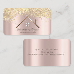 Professional Rose Gold Gold Sequins Real Estate Business Card
