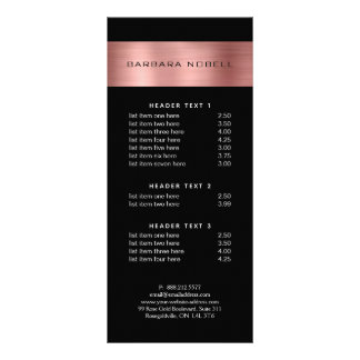 Professional Rose Gold Stripe Service Menu