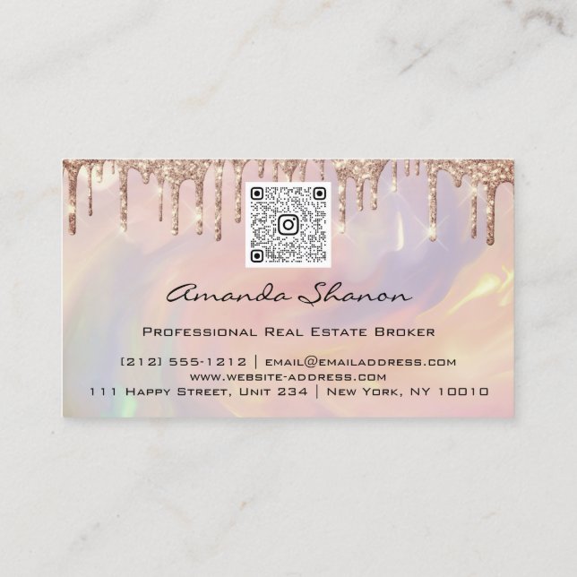 Professional Roses Flowers Drip QRCODE Logo  Busin Business Card (Back)