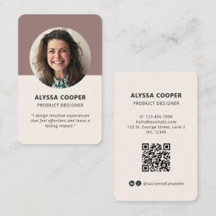 Professional Round Custom Photo QR Code Profile Business Card