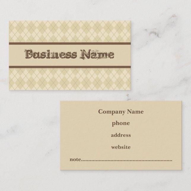 Professional Rustic Argyle Business Card (Front/Back)