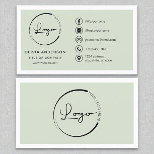 Professional Sage Green Business Logo Social Media Card