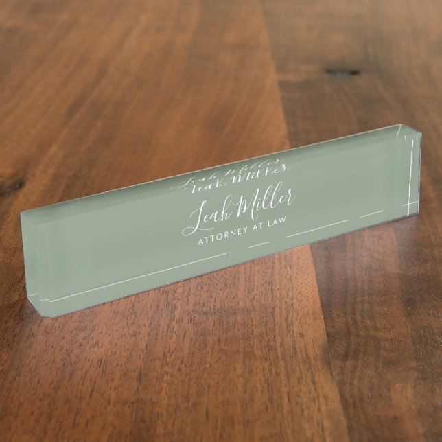 Professional Sage Green Desk Name Plate (Side)