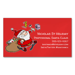 Professional Santa Claus Funny Informal Cartoon Magnetic Business Card