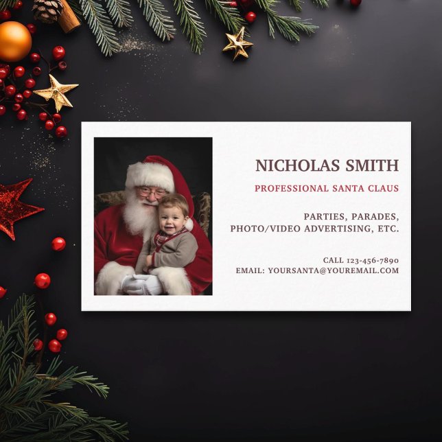 Professional Santa Claus Photo Business Card (Creator Uploaded)