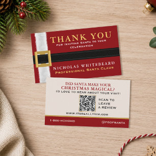Professional Santa Thank You Review QR Code Business Card