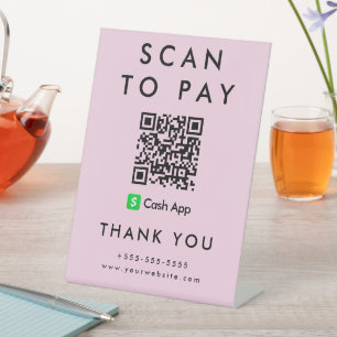 Professional Scan to Pay Cash App QR Code Pink Pedestal Sign