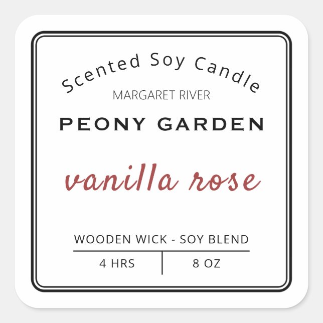 Professional Scented Soy Candle Labels (Front)