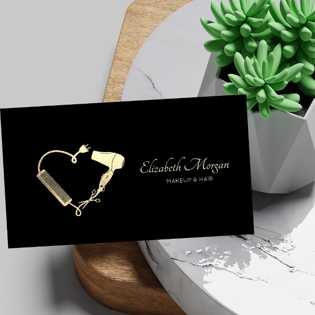 Professional Scissors Dryer Brush Black Business Card (Creator Uploaded)