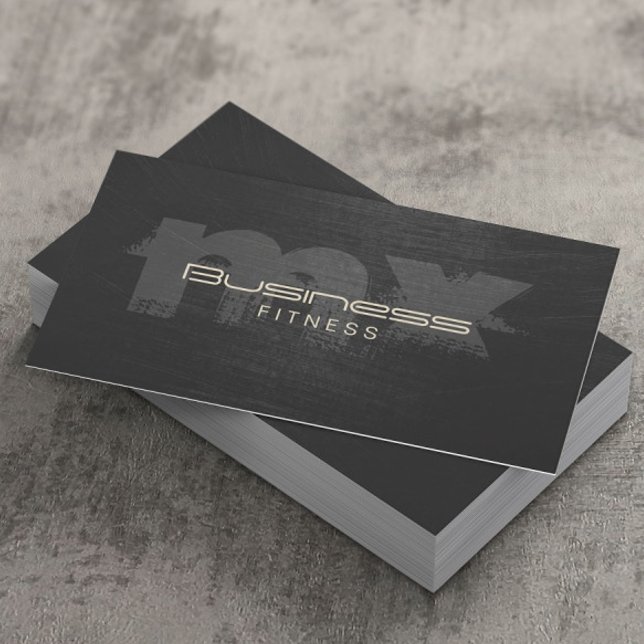 Professional Scratched Dark Monogram Fitness Business Card (Creator Uploaded)