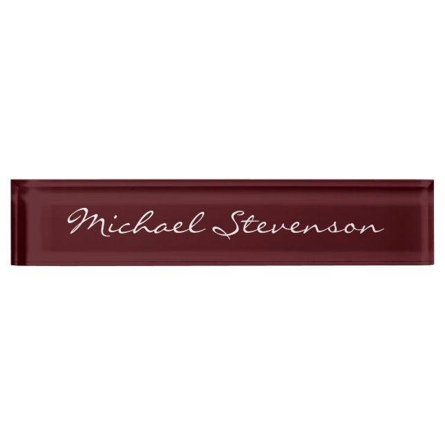 Professional Script Modern Red Business Nameplate (Front)