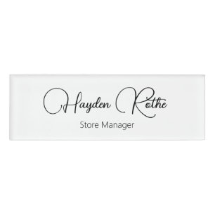  Professional Script White Staff Employee Name Tag