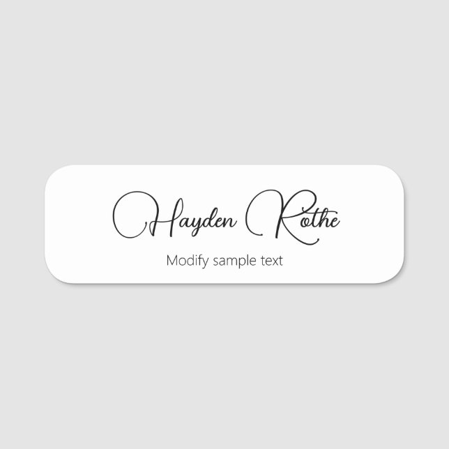  Professional Script White Staff Employee Name Tag (Front)