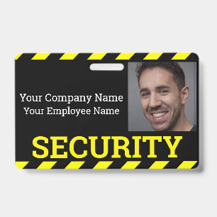 Professional Security Guard Blac & Yellow Caution  ID Badge