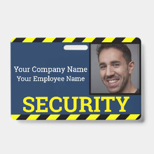 Professional Security Guard Blue & Yellow Caution  ID Badge