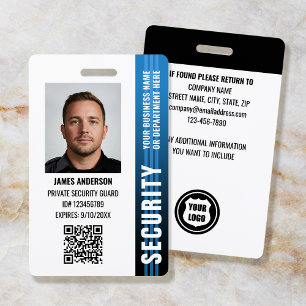 Professional Security Guard Officer ID Photo Blue Badge