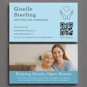 Professional Senior Care Companion Home QR Code Business Card