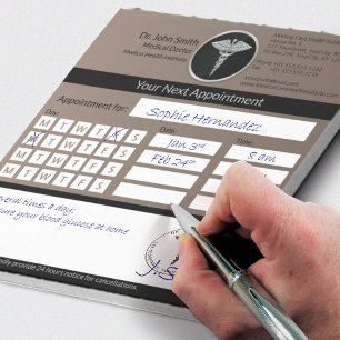 Professional Silver Caduceus Medical Appointment Notepad