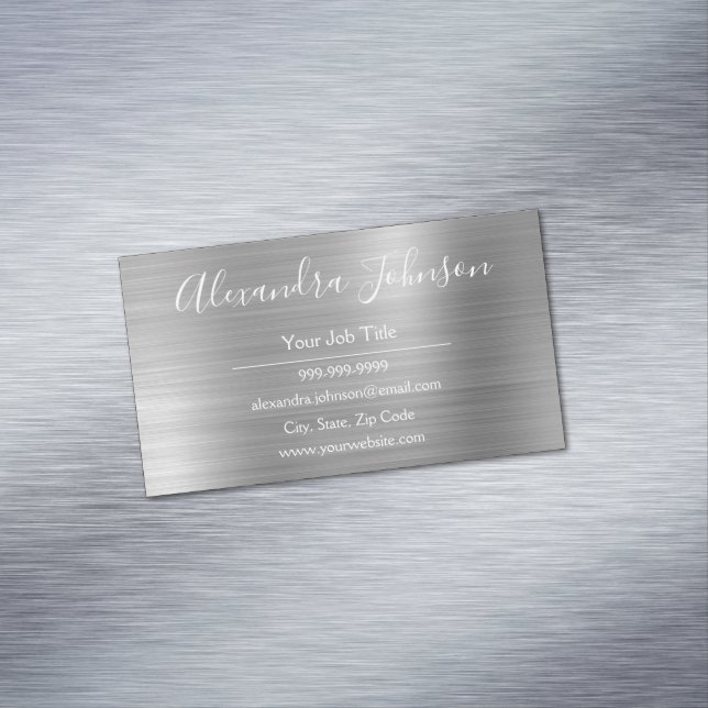 Professional Silver Foil Modern Magnetic Business Card (In Situ)