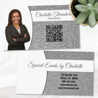 Professional Silver Glitter Custom Photo QR