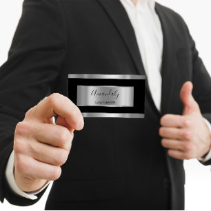 Professional Silver Grey Framed Smoky Black Business Card