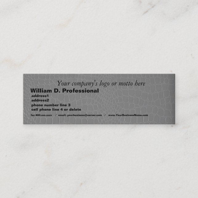 Professional Silver Grey Snakeskin Print Mini Business Card (Front)
