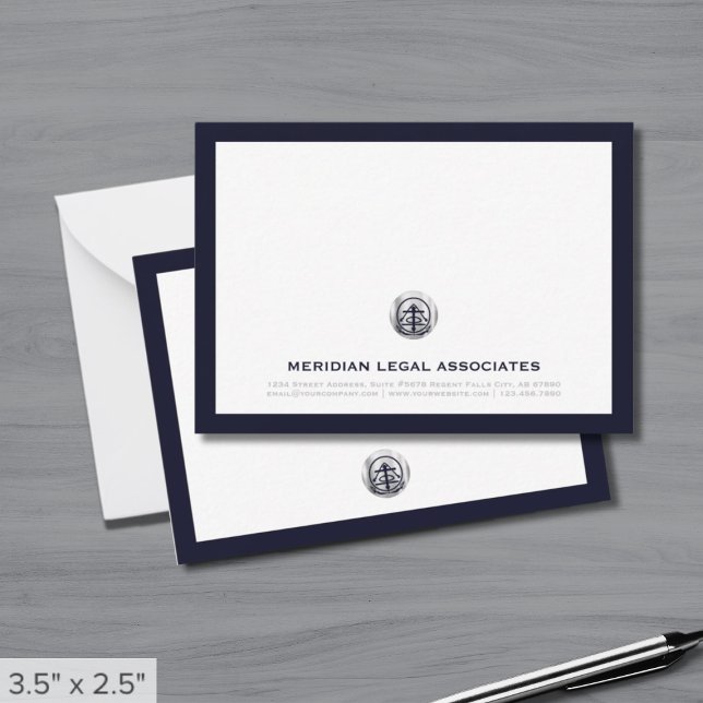 Professional Silver Logo Business Note Card (Creator Uploaded)