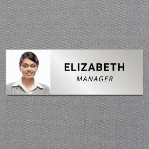 Professional Silver Photo ID Name Tag