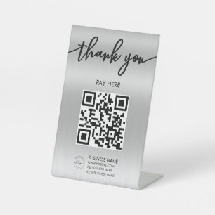 Professional Silver Scan Me QR Code  Pedestal Sign