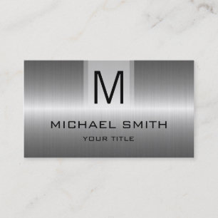 Professional Silver Stainless Steel Metal Monogram Business Card