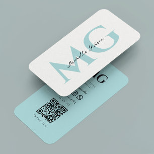Professional Simple Aqua Blue Minimal Modern Business Card