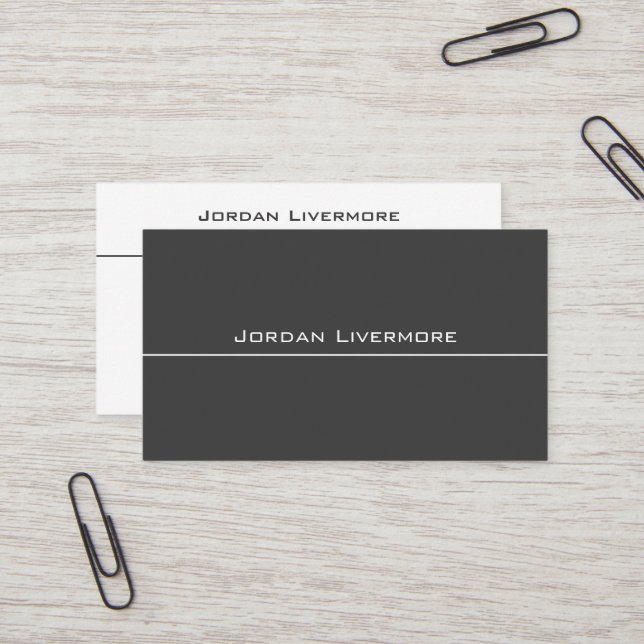 Professional, Simple, Basic, Dark Grey Modern Business Card (Front/Back In Situ)