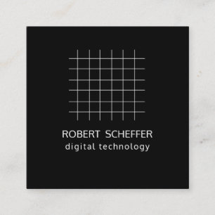 Professional Simple Black Open Graph Space Grid Square Business Card