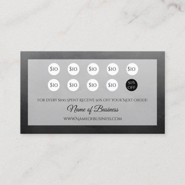 Professional Simple Black Punch Loyalty Rewards (Front)