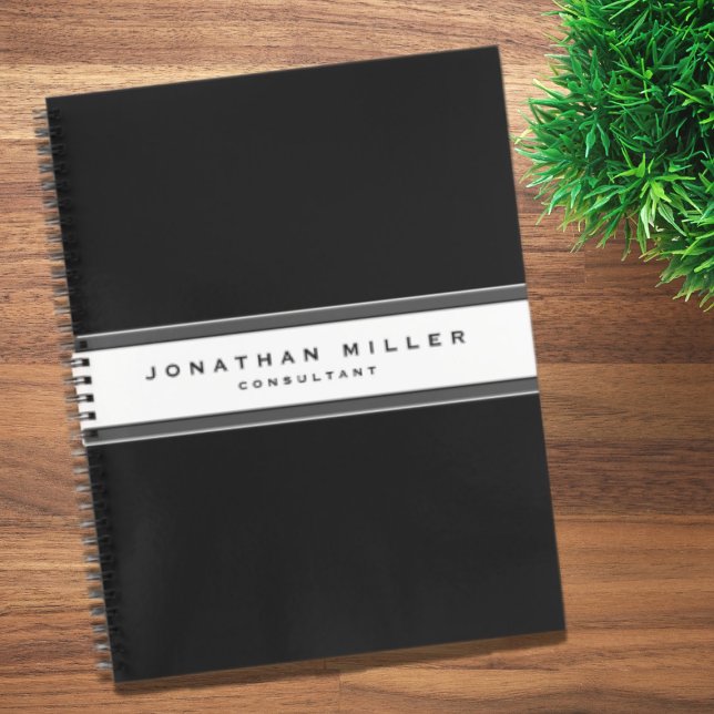Professional Simple Black & White Grey Stripe Notebook (Creator Uploaded)