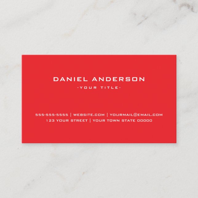 Professional simple bright red business card (Front)