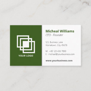 Professional Simple Corporate Green Grey  Business Card