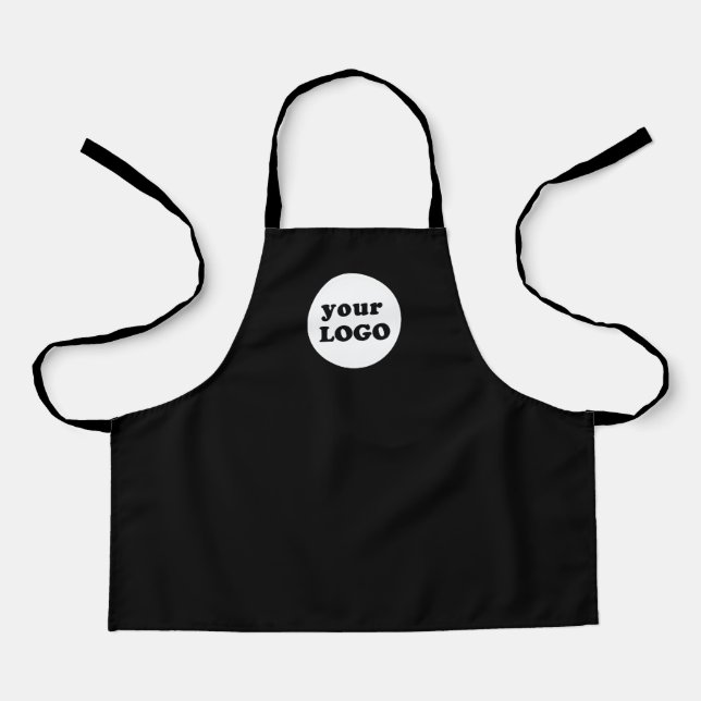 Professional Simple Custom Business Logo Black Apron (Front)