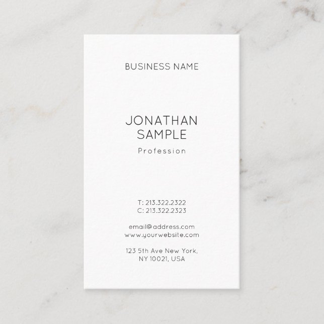 Professional Simple Design Chic Vertical Template Business Card (Front)