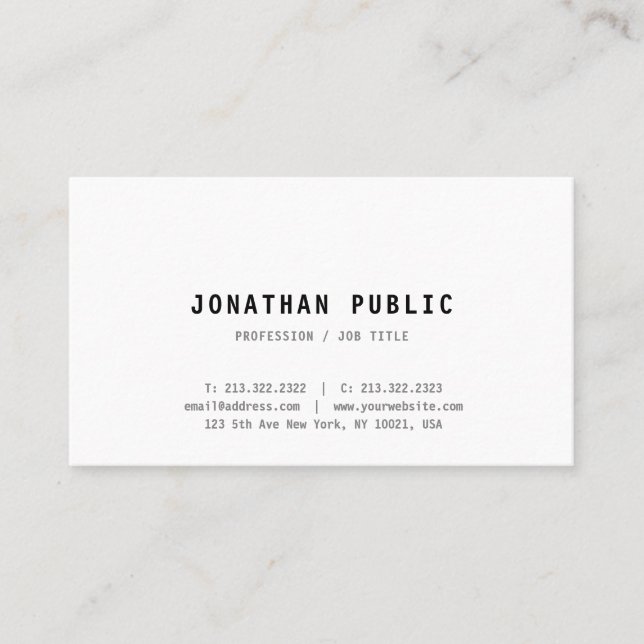 Professional Simple Design Elegant Template Modern Business Card (Front)