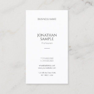 Professional Simple Design Modern Vertical Plain Business Card