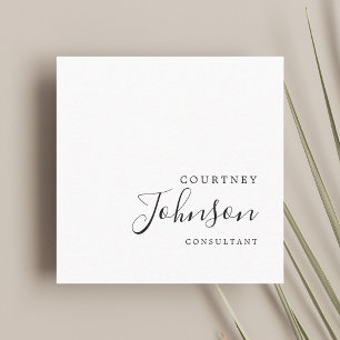 Professional Simple Elegant Black White Consultant Square Business Card