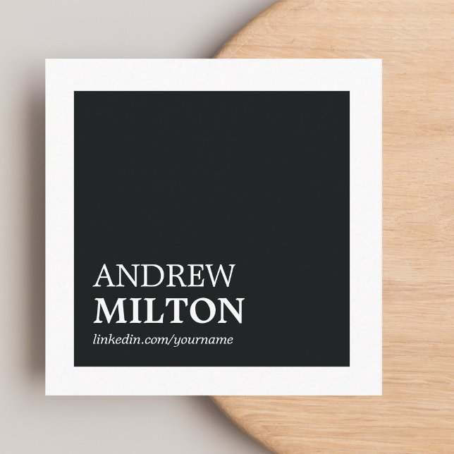 Professional Simple Elegant Black White Consultant Square Business Card (Creator Uploaded)