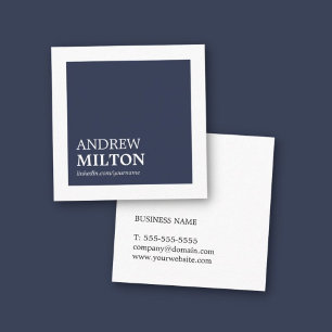 Professional Simple Elegant Blue White Consultant Square Business Card
