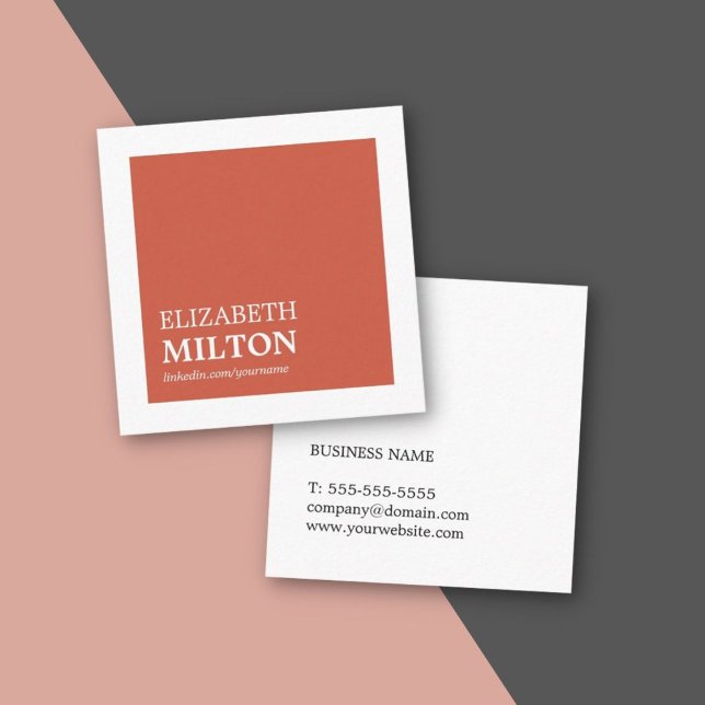 Professional Simple Elegant Coral White Consultant Square Business Card (Creator Uploaded)