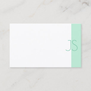 Professional Simple Elegant Mint Green Monogram Business Card