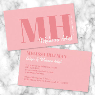 Professional Simple Elegant Pink Monogram Business Card