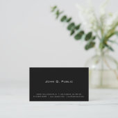 Professional Simple Elegant Plain Black Business Card (Standing Front)